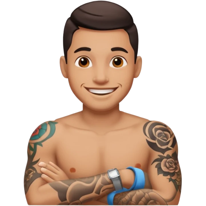 hombre con tatuajes emoji