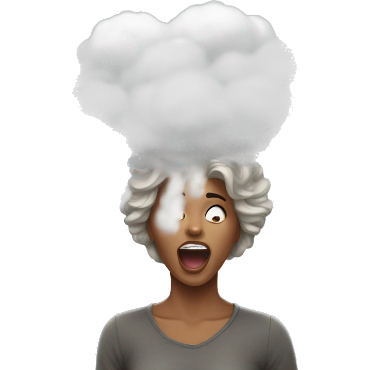 women who drops it came out of his mouth with a cloud above it that symbolizes a thought emoji