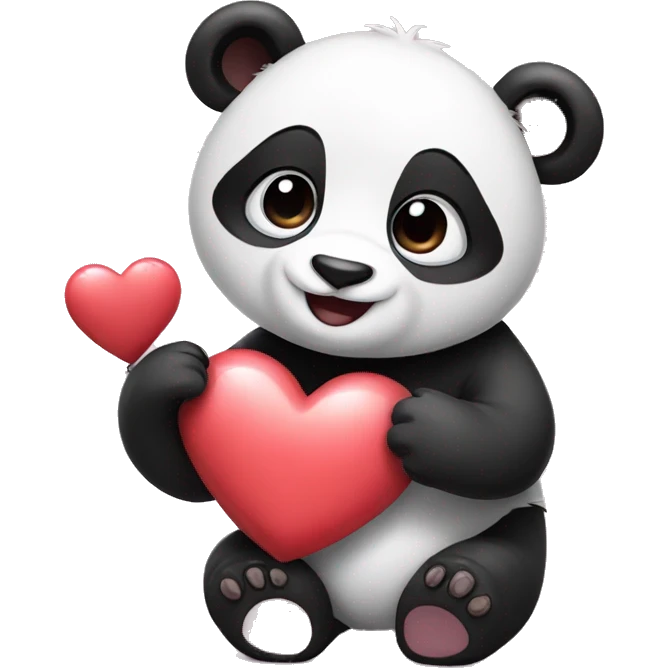 Cute panda holding a heart  emoji