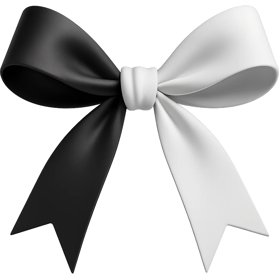 black white bow 3d , remove background emoji