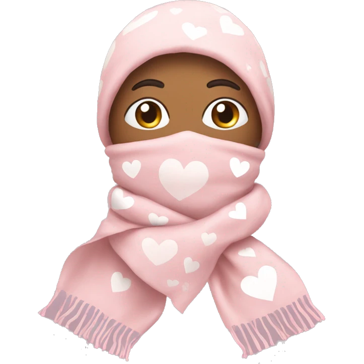 Light pink scarf with white hearts on it emoji