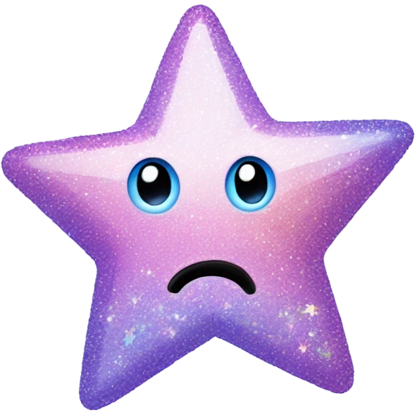 Lilac, blue, and pink glittery star with NO FACE, and a rainbow attached  emoji
