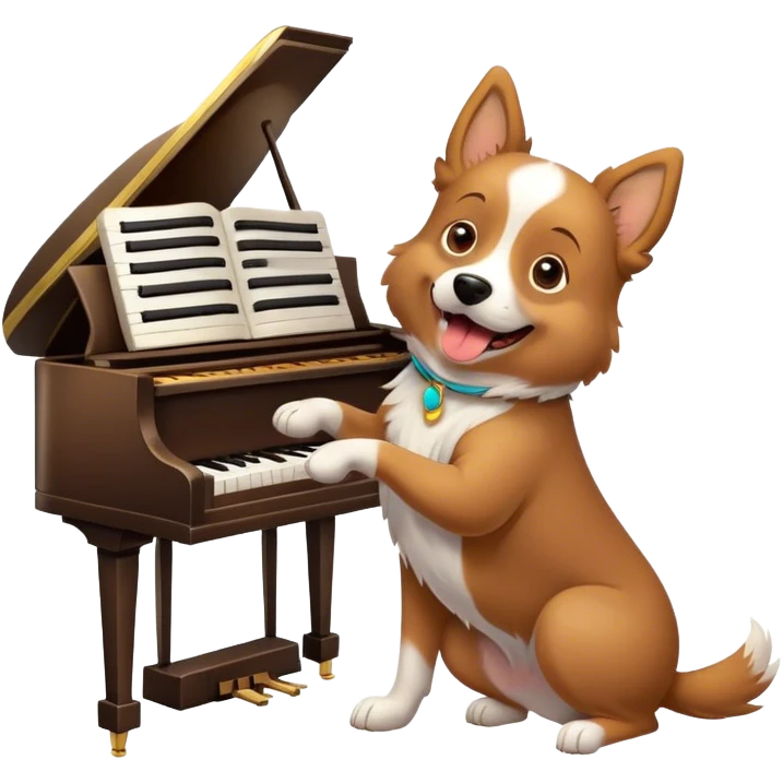 Dog playing piano emoji