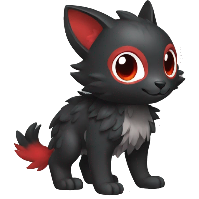 Cute cool black red animal hybrid Fakemon full body emoji