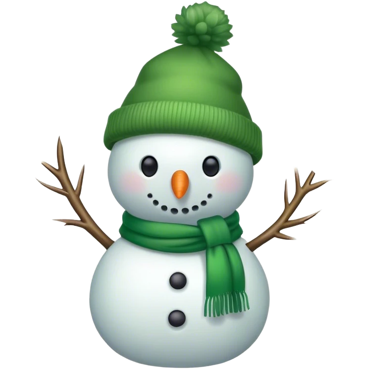 Green snowman with green hat and scarf emoji