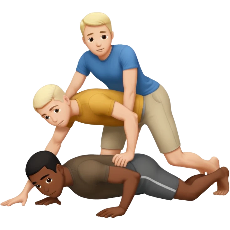 White adult male and black adult male on all fours on top of each other emoji