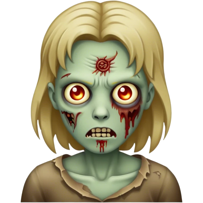 zumbi com cabelo loiro escuro emoji