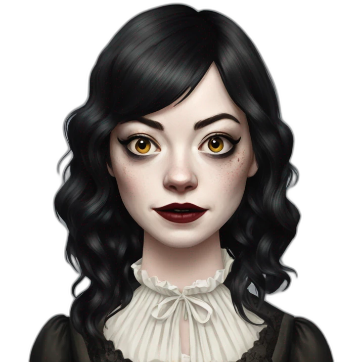 Emma Stone Victorian Poor Things black hair zombie emoji