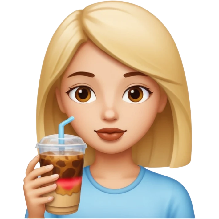 A girl drinking ice coffe  emoji