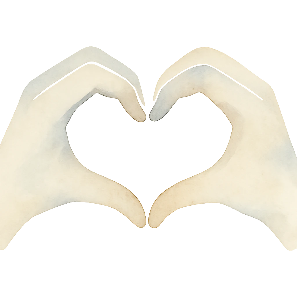 heart hands icon, hands forming a heart, soft brush strokes, blended colors emoji