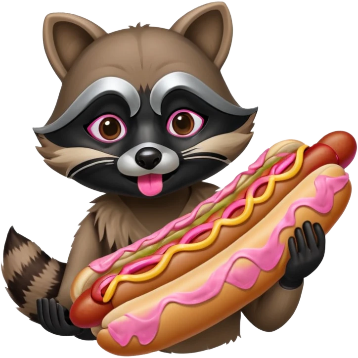 Raccoon eating hotdog emoji