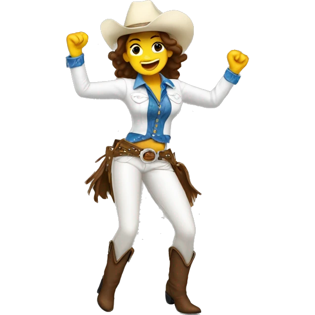 white cowgirl dancing emoji