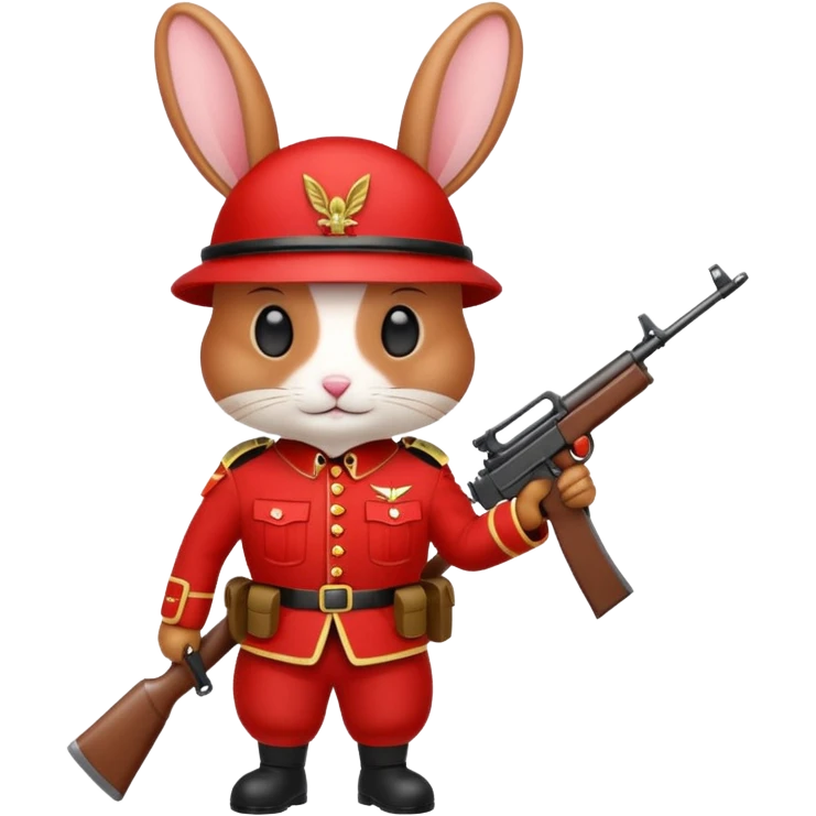 red rabbit with soldier costume emoji