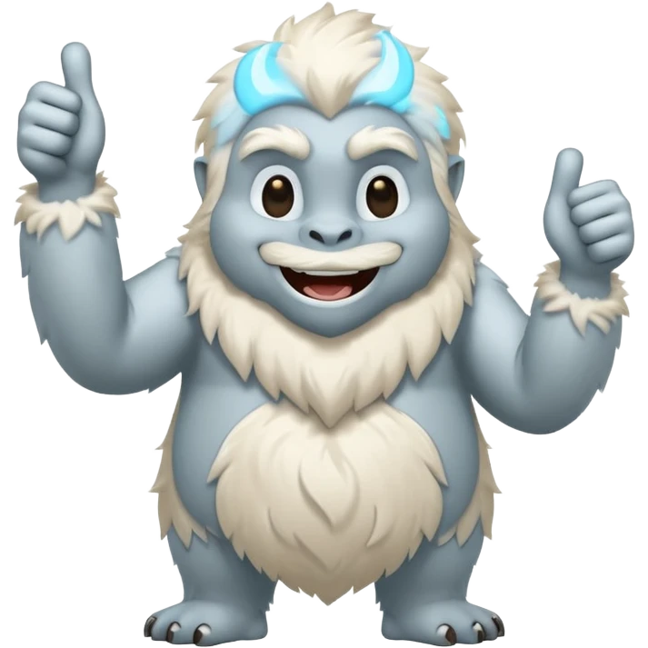yeti, full body, full fur, thumbs up, smiling, winking emoji