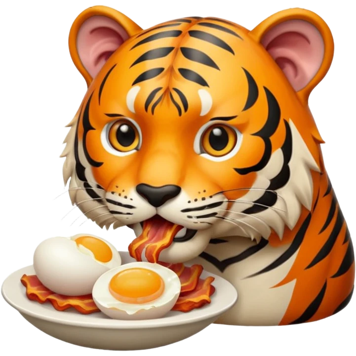 Tiger eating eggs and bacon emoji