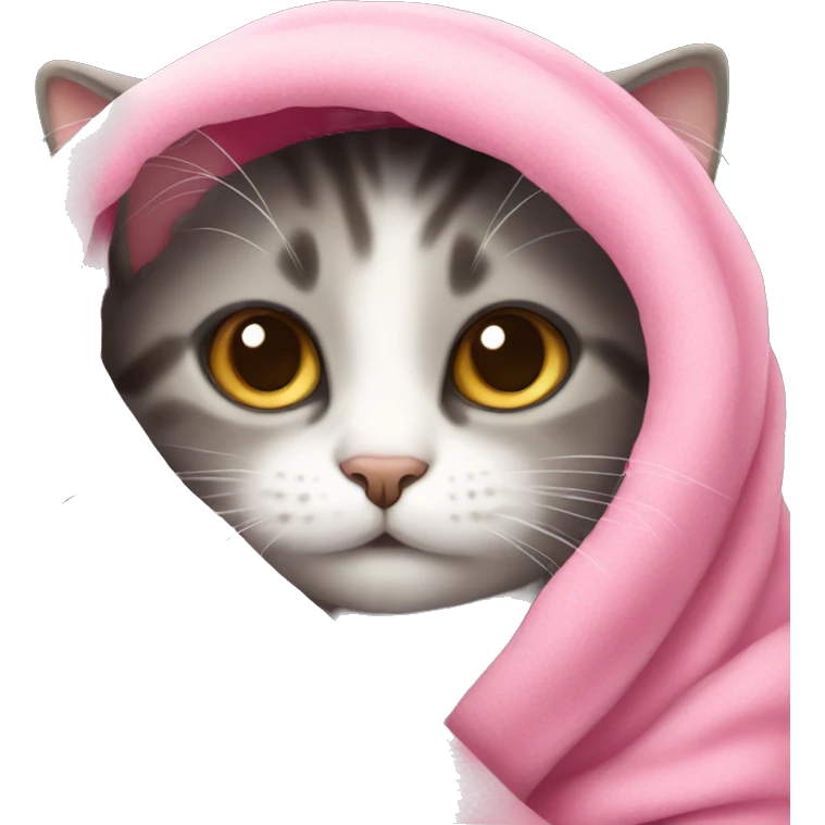cat in pink blanket cute emoji