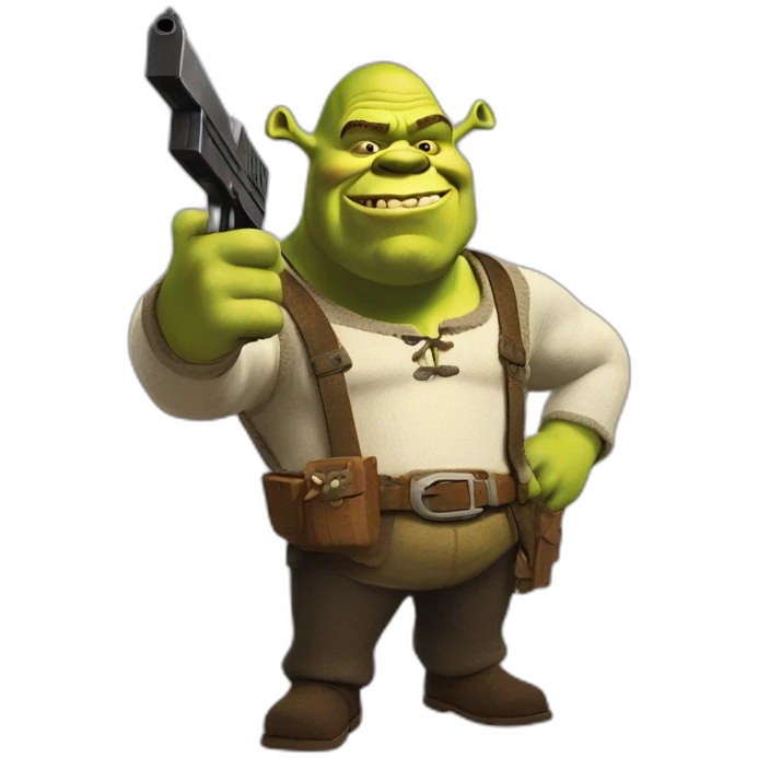 shrek pointing a glock emoji