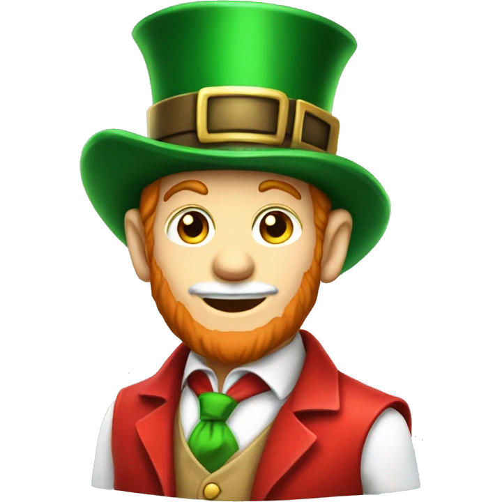leprechaun with red clothes red leprechaun hat and white collar emoji