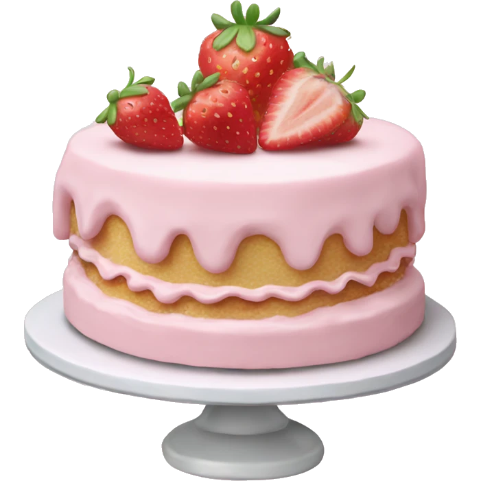 Light Pink strawberries and cream birthday cake  emoji
