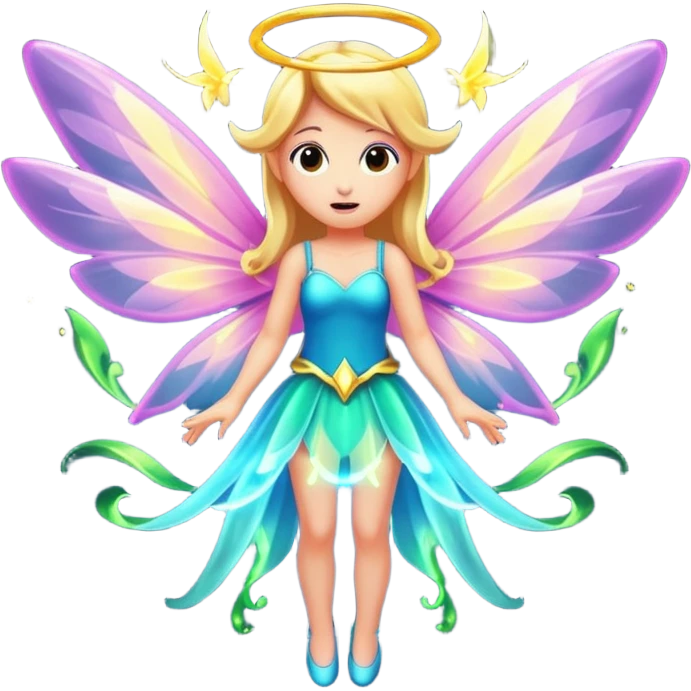 fairy character startled with glowing wings flare emoji