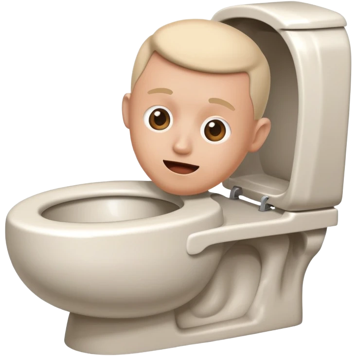 Toilet with a human head sticking out of the toilet bowl emoji