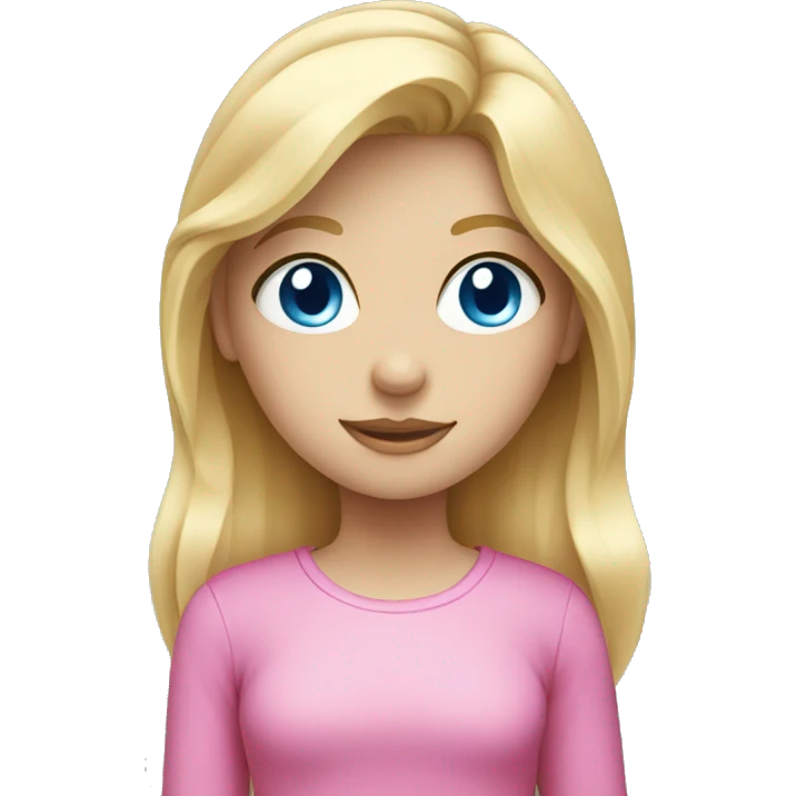 Blond hair girl with blue eyes in a pink emoji