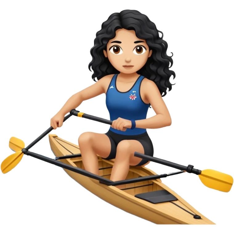 girl with long black wavy hair rowing in Olympic sport emoji