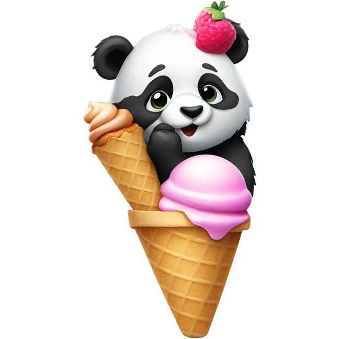 Panda eating ice cream emoji