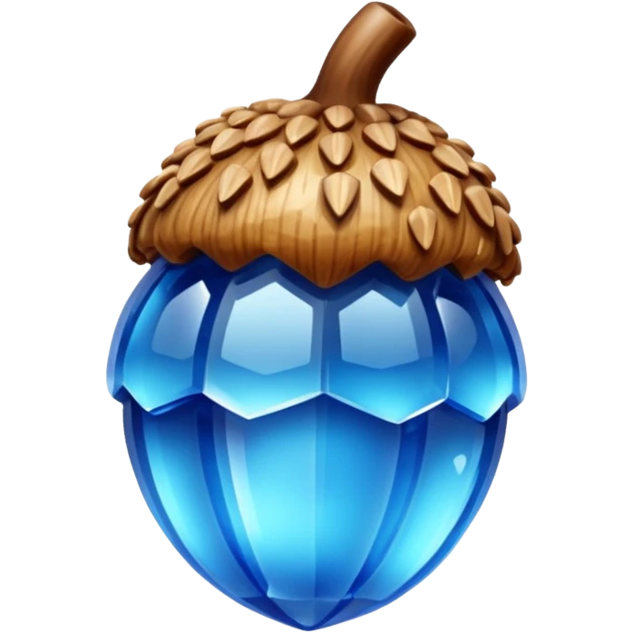 Blue crystallised acorn emoji