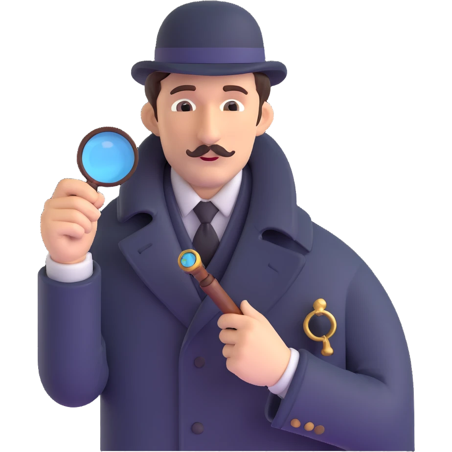 sherlock holmes detective with pipe and magnifying glass emoji