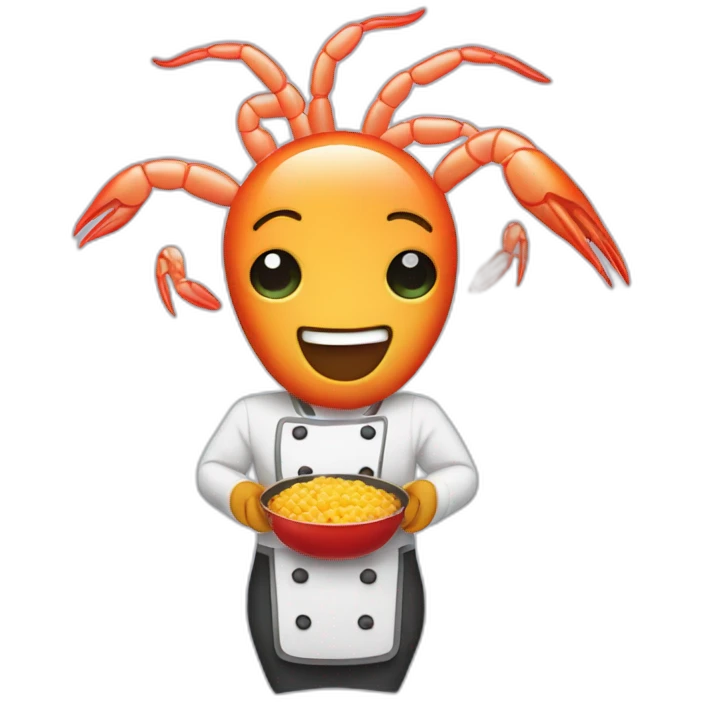 shrimp dressed as a cook making food emoji
