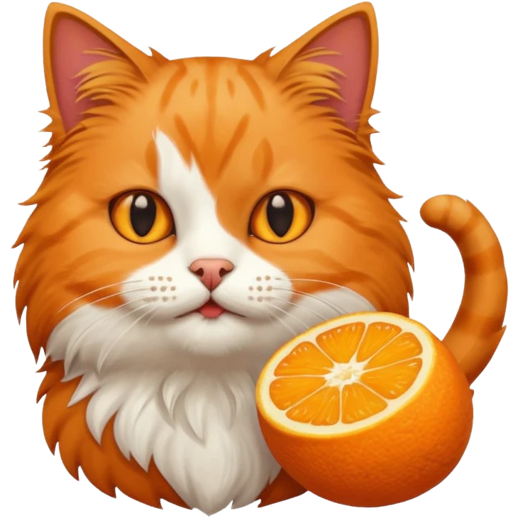 A fat cat eating a dog emoji
