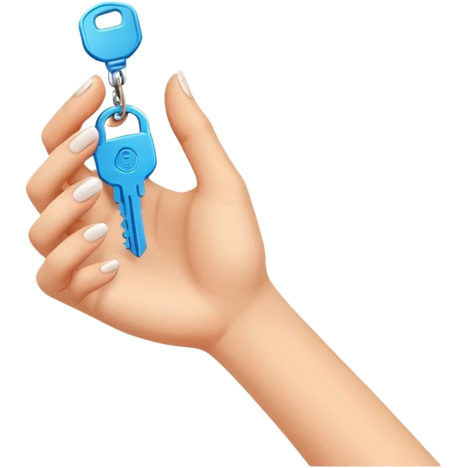 emoji de mano de mujer sujetando unas llaves con el fondo de un departamento emoji