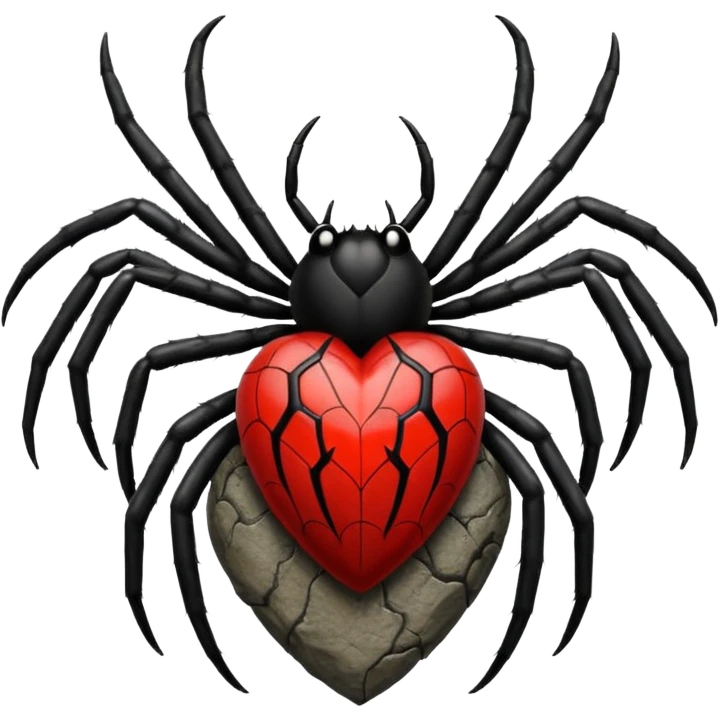 realistic gothic heart with a black spider emoji