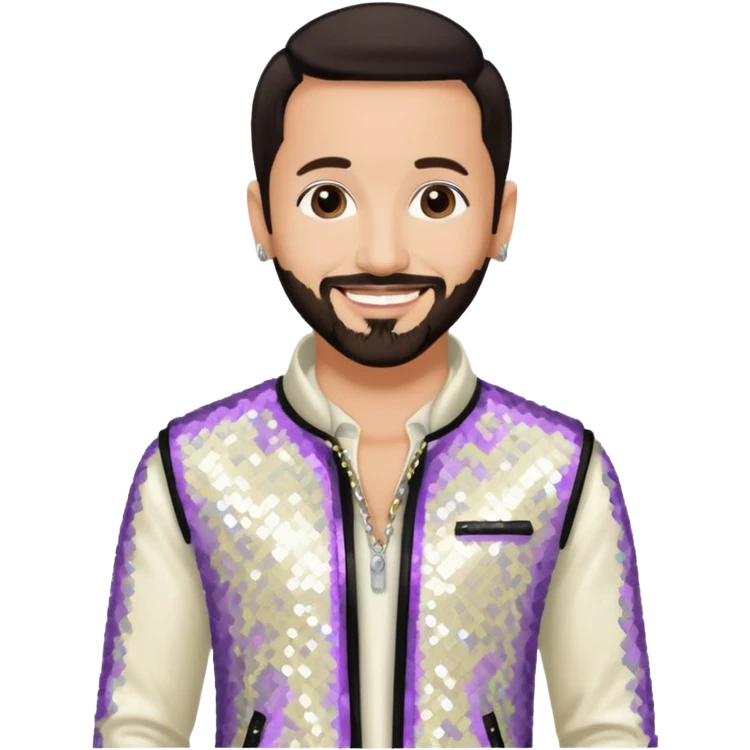 AJ McLean from Backstreet Boys with dark brown hair, ivory sequin outfit emoji