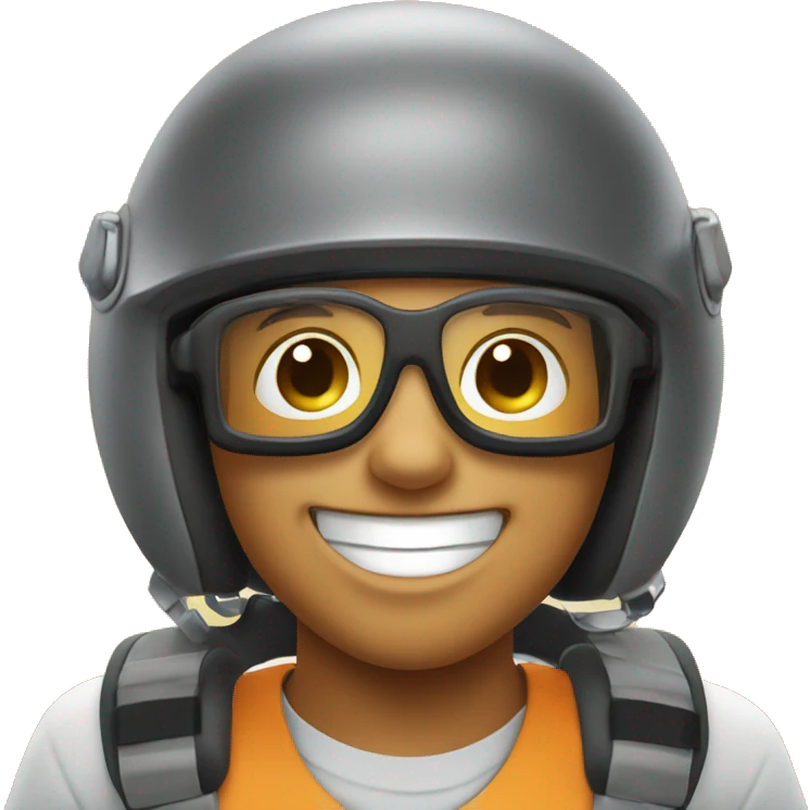 happy boy in helmet, with safet glases and earplugs emoji