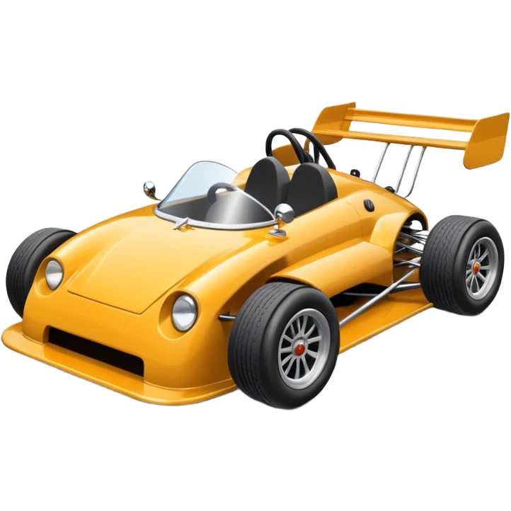 Special race car whose frame and suspension is made of shopping cart material with a large rear spoiler is being professionally steered driven by a small thin Guinea pig  emoji
