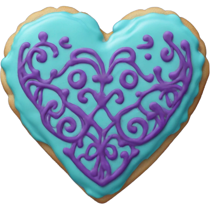 Purple teal heart cookie emoji
