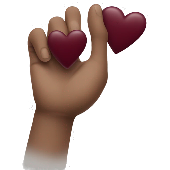 white hand holding a burgundy heart emoji