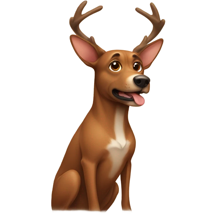 Brown dog wearing antlers emoji