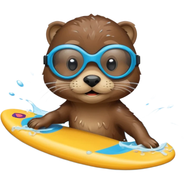 A sleek otter swimmer wearing goggles, splashing through the pool with tiny floating kickboard. emoji