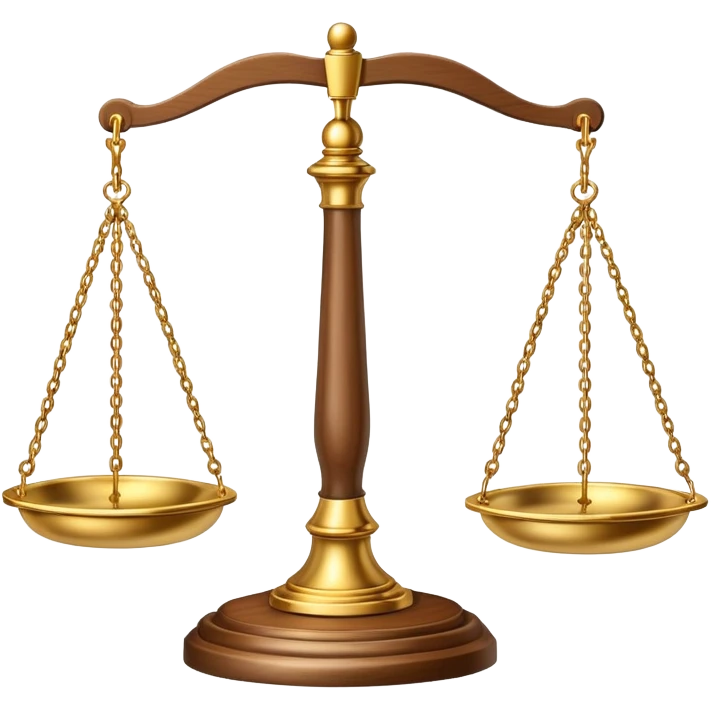 Scales of justice balanced with gavel emoji