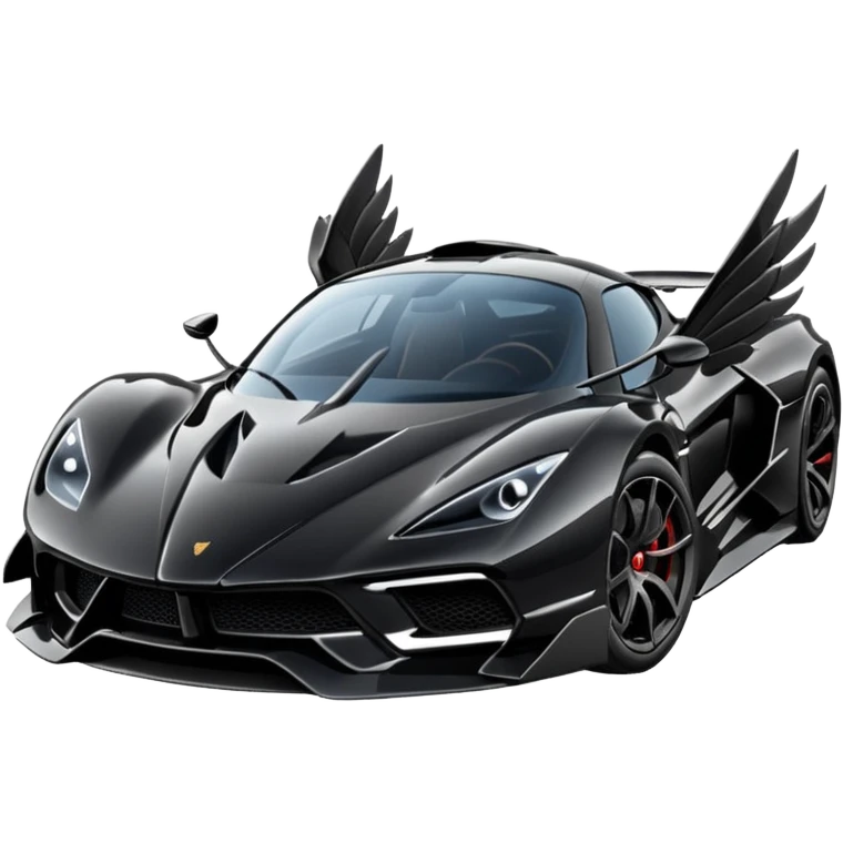 An black hypercar, with wings and satisfaction of specs emoji