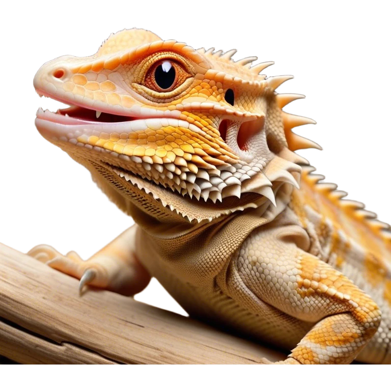 Cinematic Cute Yawning Bearded Dragon Portrait Emoji, Head tilted slightly with a dramatic, wide-open yawn, showcasing a soft, textured scaled hide with its spiky beard partially drooped and eyes barely open in drowsy contentment, Simplified yet irresistibly adorable features, highly detailed, glowing with a soft, cozy glow, high shine, relaxed yet expressive, stylized with a touch of reptilian whimsy, bright and endearing, soft glowing outline, capturing the essence of a sleepy yet affectionate dragon, so drowsy it feels like it could stretch out of the screen and curl up for a nap! emoji