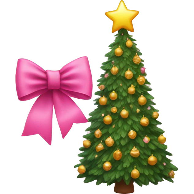 Pink bow on christmas tree emoji