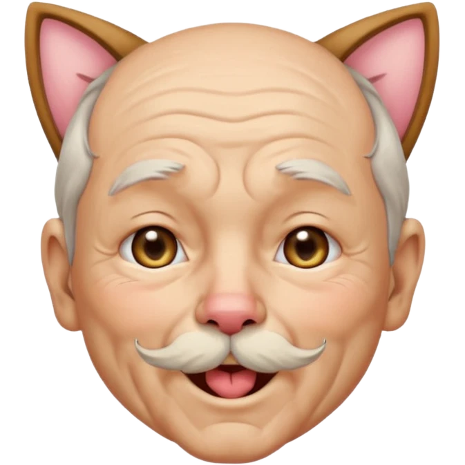 고양이귀가 달리고 윙크를 하며 뽀뽀를 날리는 할아버지 emoji
