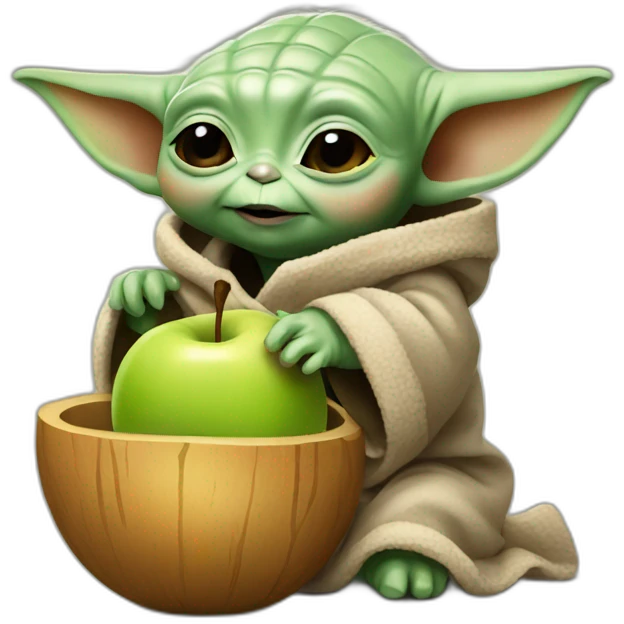 baby yoda eating apple emoji