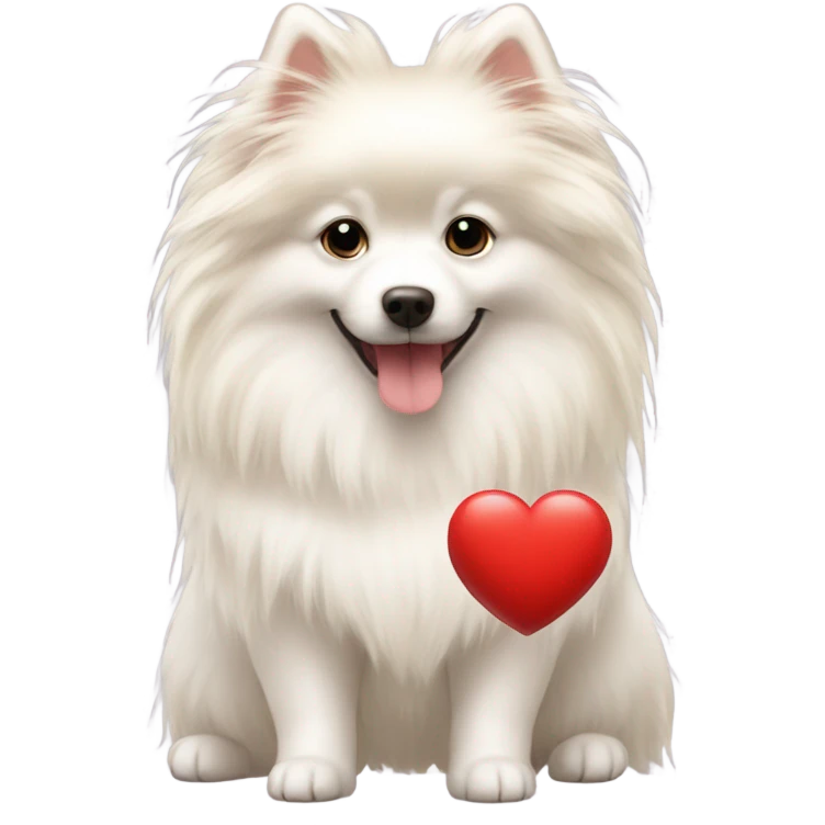 Girl blonde long hair white German spitz red heart emoji