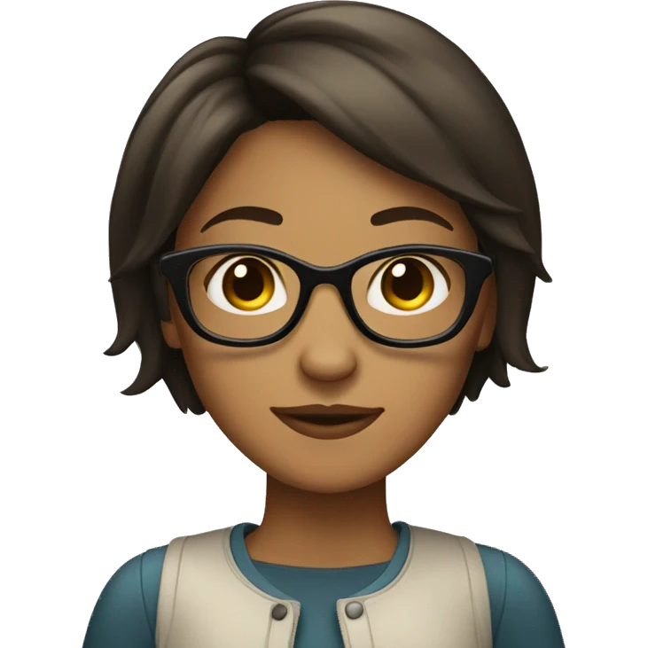 a tan girl with glasses and dark brown short hair emoji
