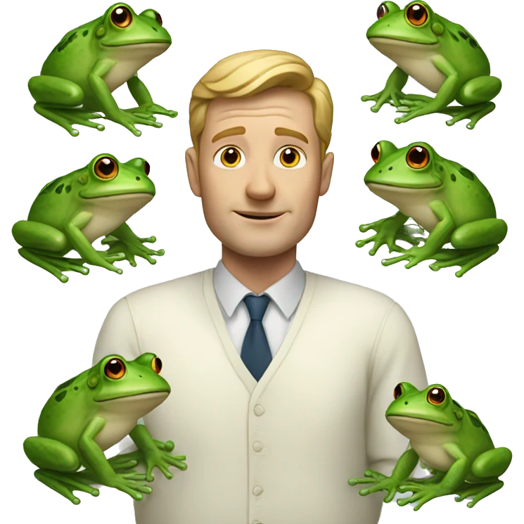 White man with frogs emoji
